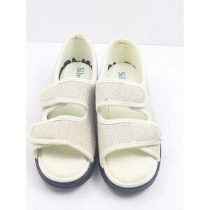 Silverts Women's Beige Adjustable Hook and Loop Closure Comfort Sandals Shoes 11
